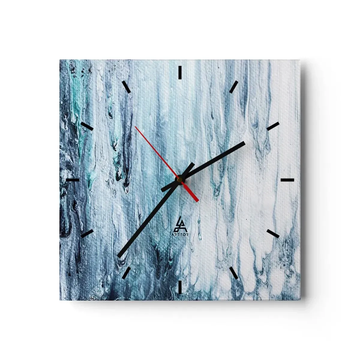 Väggklocka - Klocka på glas - Blåa istappar - 30x30 cm