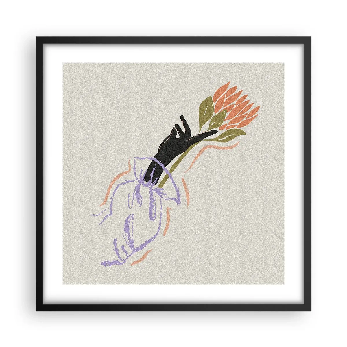 Affisch i svart ram - En systerlig beröring - 50x50 cm