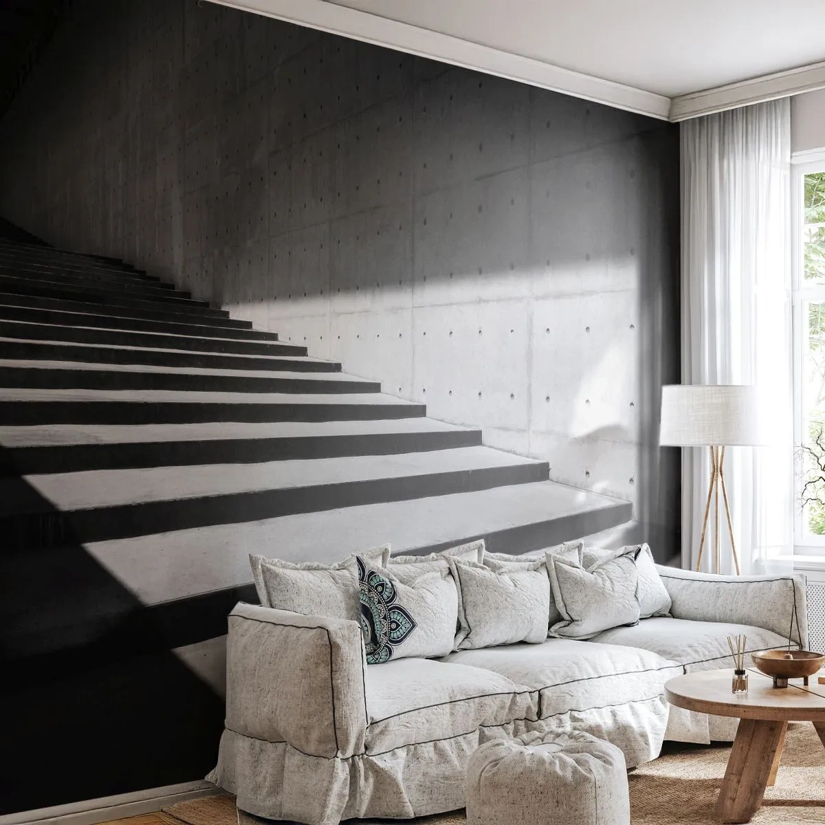 Fototapet Premium Canvas - Modernismens råa skönhet - Industriell, Arkitektur, Trappa - 350x256 cm