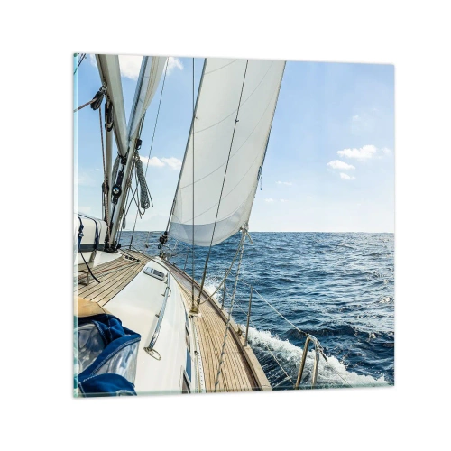 Glastavla - Bild på glas - Heja äventyret - 30x30 cm