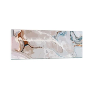 Glastavla - Bild på glas - Blåa meanderlopp under vithet - 140x50 cm