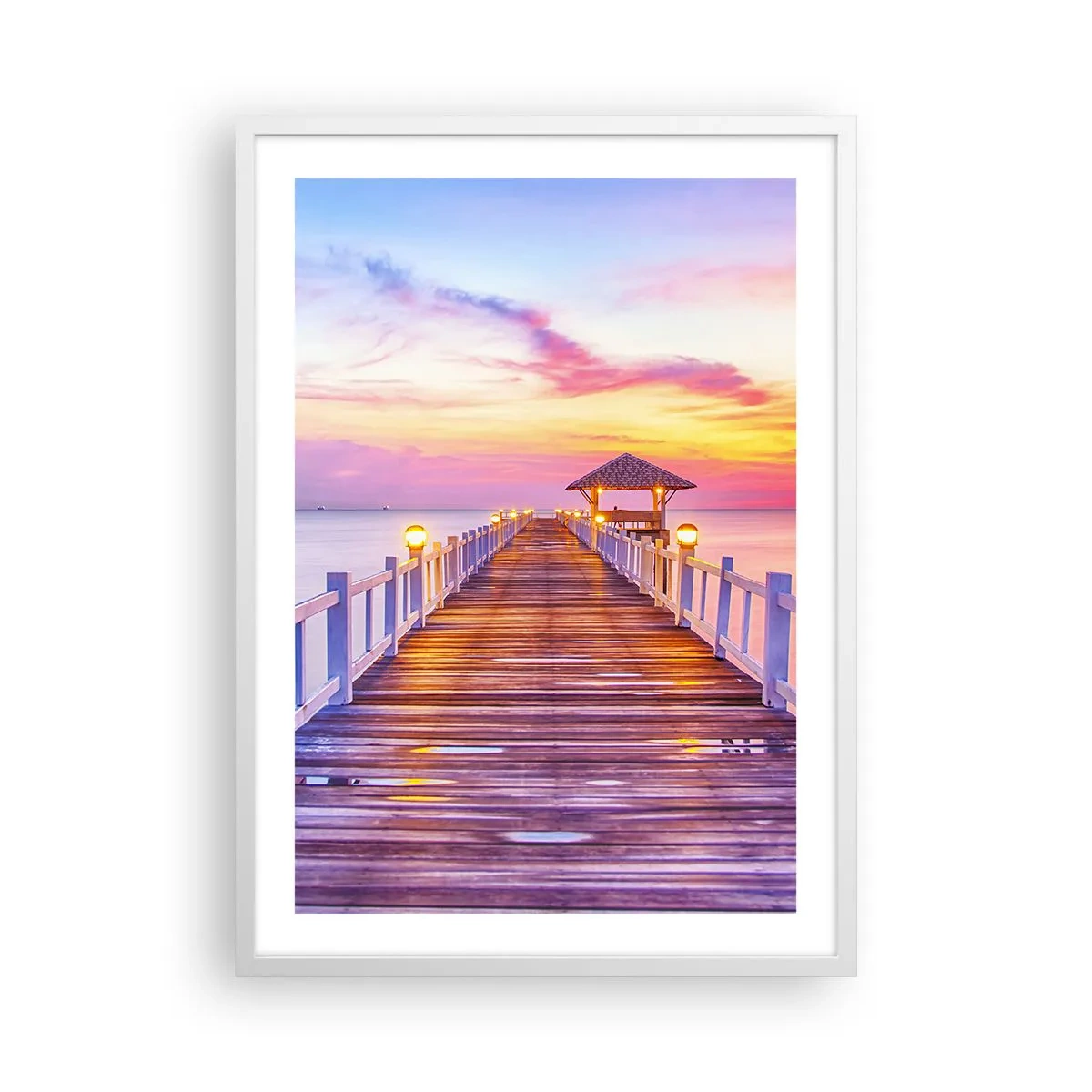 Affisch i vit ram - Kvällens lila-guld tystnad - 50x70 cm