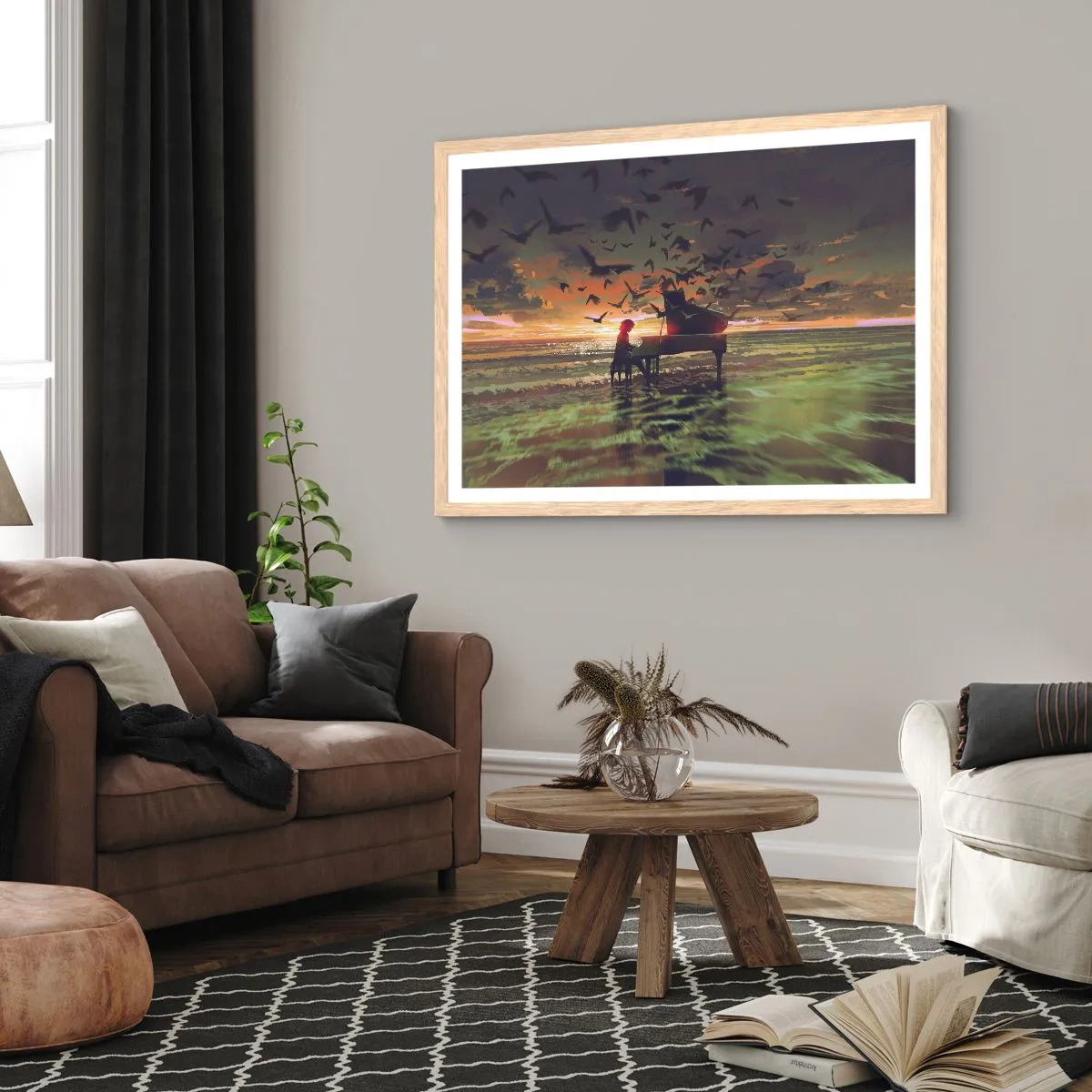 Affisch i ram av ljusek - Konsert för piano och vågor - 70x50 cm