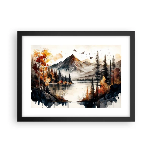 Affisch i svart ram - Gyllene höst i fjällen - 40x30 cm