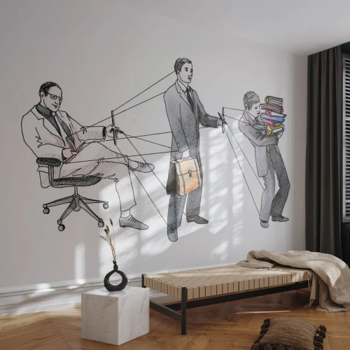 Fototapet Premium Canvas - Var och en har sin chef - Abstraktion, Man, Arbete - 450x315 cm