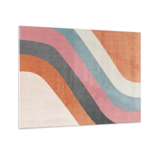 Glastavla - Bild på glas - Färgglada diagonala ränder på en ljus bakgrund - 70x50cm - Diagonal komposition - rörelse - Modern väggdekoration för vardagsrum och sovrum ARTTOR