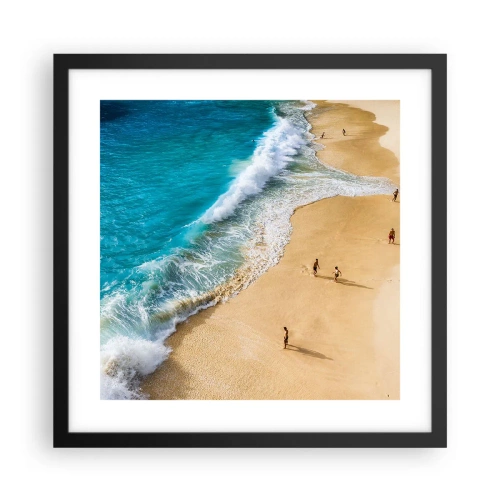 Affisch i svart ram - Och sedan solen, stranden... - 40x40 cm