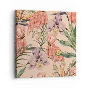 Canvastavla - Bild på duk - Rosa balett i blommor - 30x30 cm