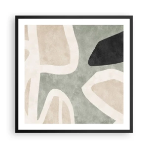 Affisch i svart ram - Komposition med svart motiv - 60x60 cm