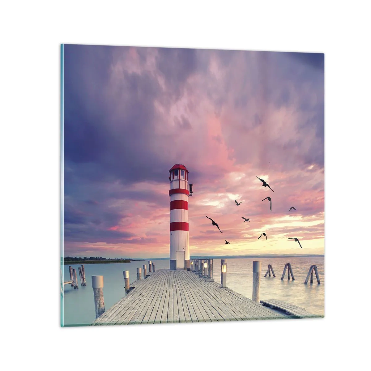 Glastavla - Bild på glas - Dags att bege sig till hamnen - 70x70 cm