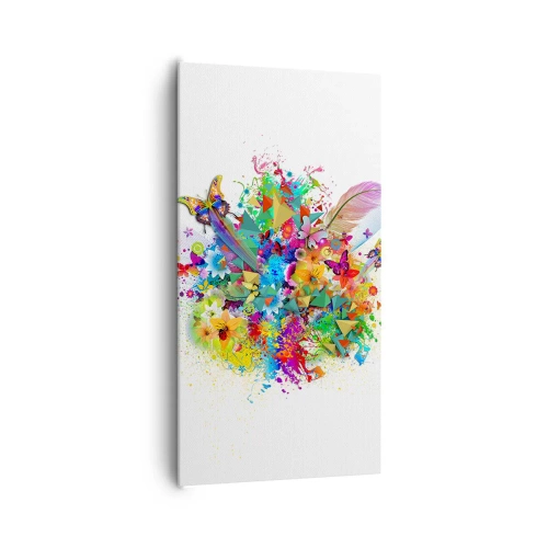 Canvastavla - Bild på duk - Glädjebukett - 65x120 cm