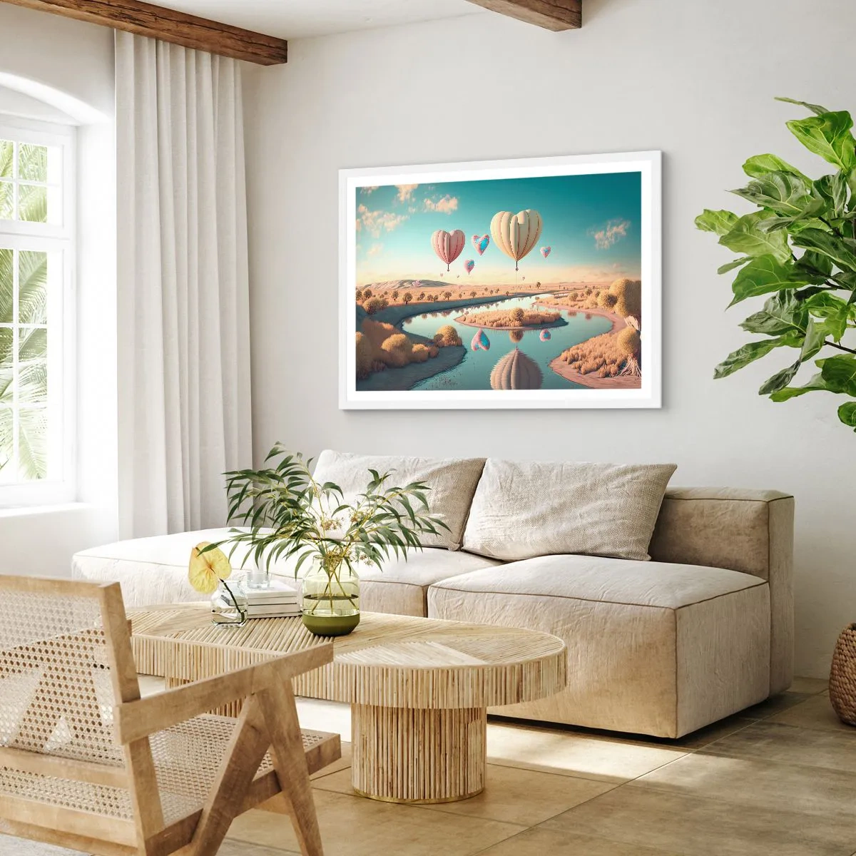 Affisch i vit ram - Kärleken låter dig sväva - 70x50 cm