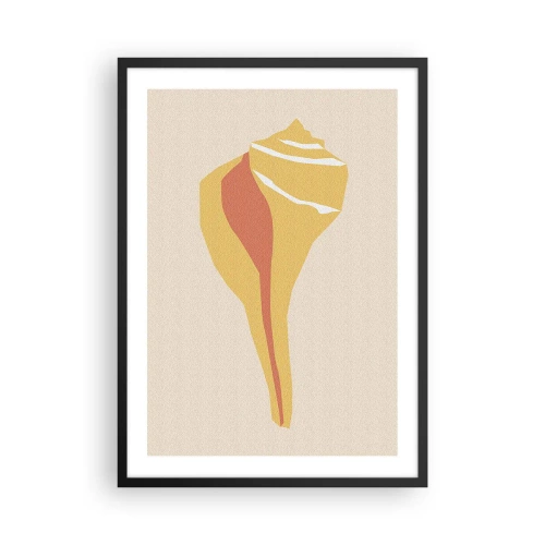 Affisch i svart ram - Minimalistisk skalgrafik i varma färger - 50x70cm - Organisk abstraktion - tillväxt - Modern väggdekoration för vardagsrum och sovrum ARTTOR