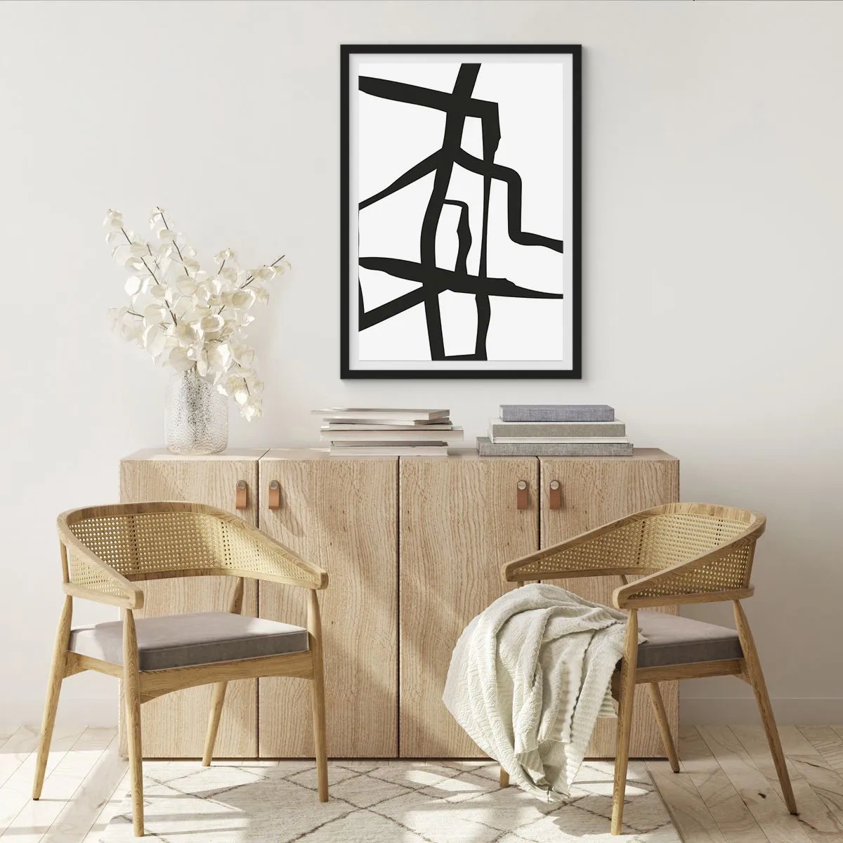 Affisch i svart ram - Svartvit konstruktion - 30x40 cm