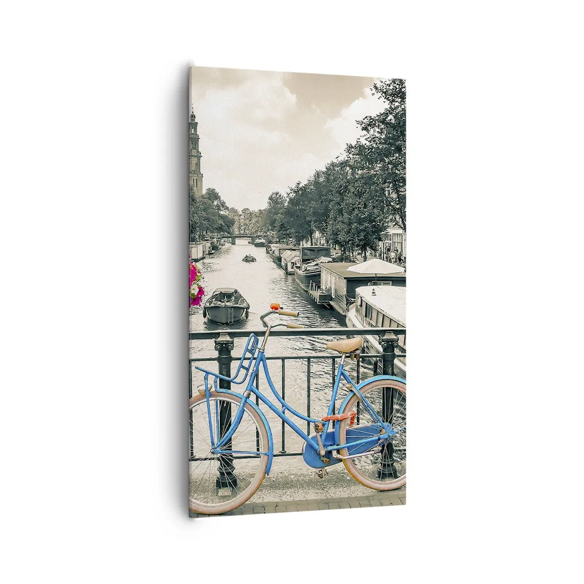 Canvastavla - Bild på duk - En Amsterdams gatas färger - 65x120 cm