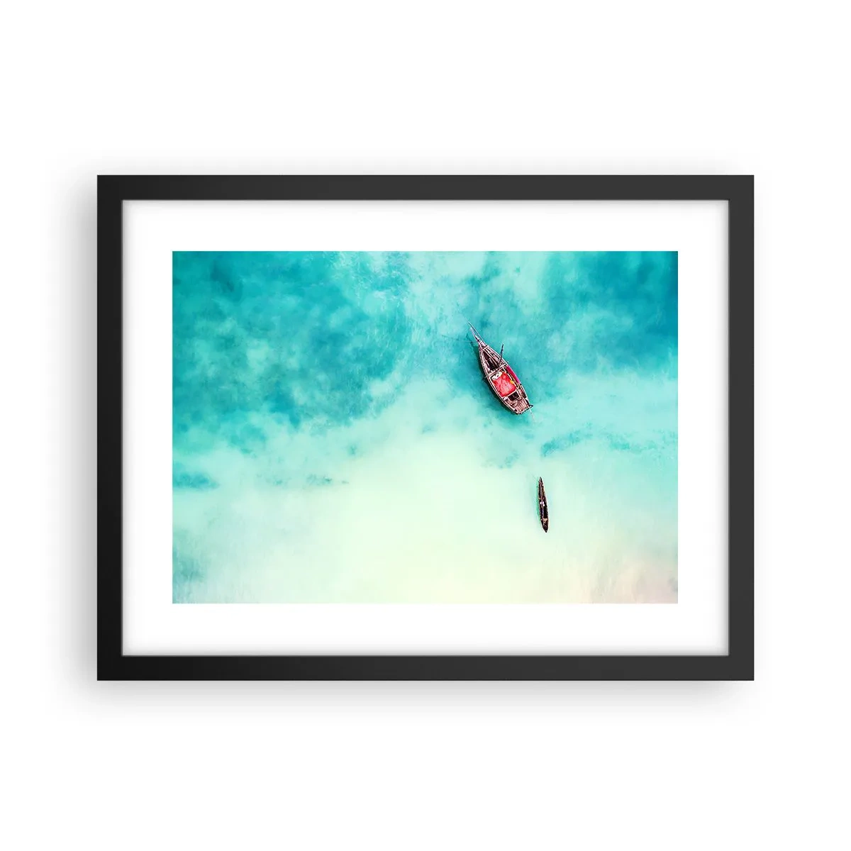 Affisch i svart ram - Högvatten på stranden i Zanzibar… - 40x30 cm