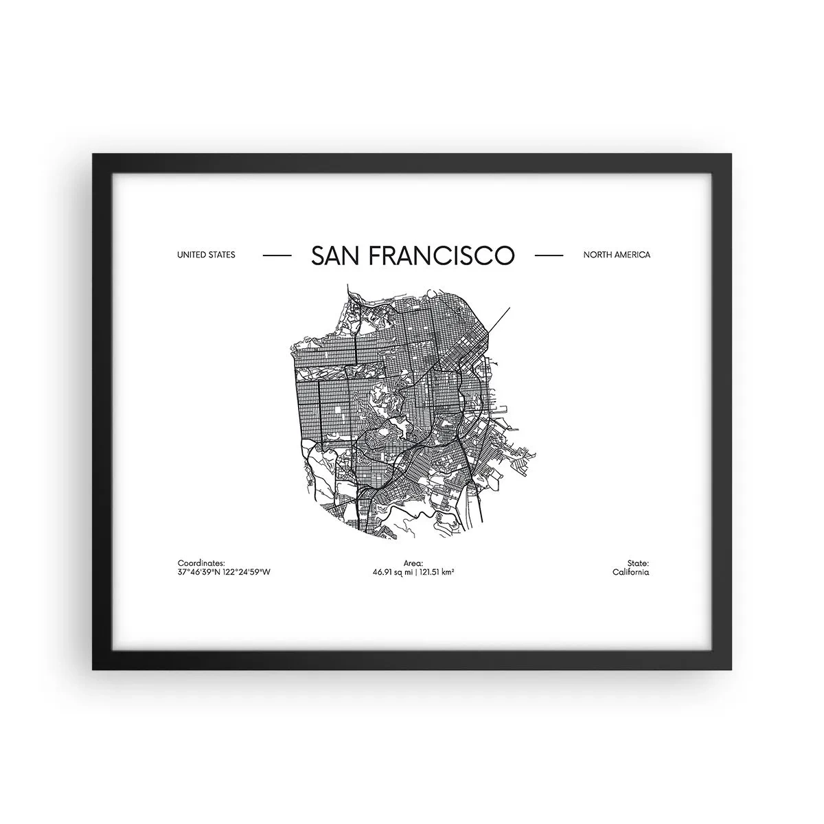 Affisch i svart ram - San Franciscos anatomi - 50x40 cm