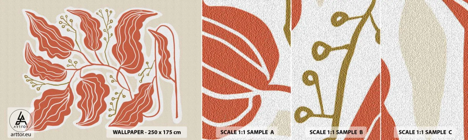 Fototapet Prov Standard Eco - Folkligt och naturligt - Boho, Botanisk, Blommor - 100x30 cm