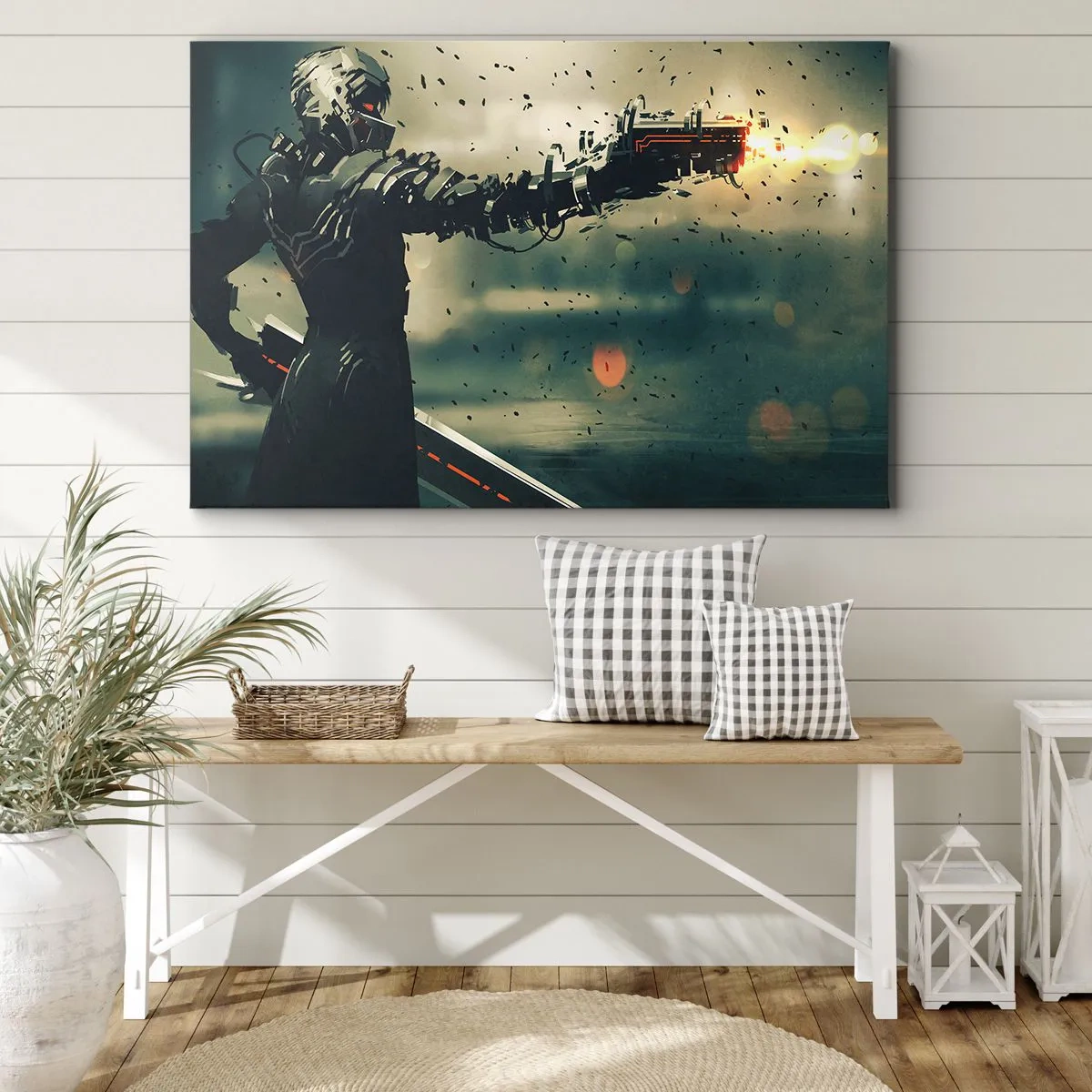 Canvastavla - Bild på duk - Dödlig vapen - din egen Terminator - 100x70 cm