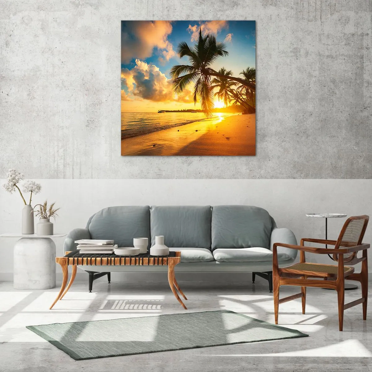 Glastavla - Bild på glas - Karibisk dröm - 50x50 cm