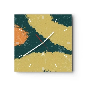 Väggklocka - Klocka på glas - Abstraktion - i slow motion - 40x40 cm