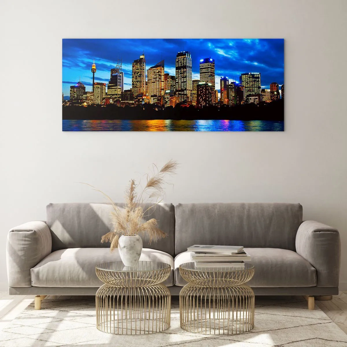 Glastavla - Bild på glas - Ljusens och färgernas natt - 100x40 cm