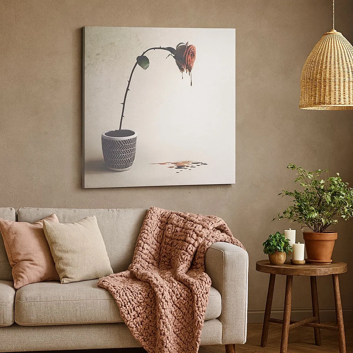 Canvastavla - Bild på duk - Rosa dolorosa - 30x30 cm