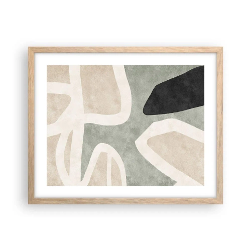 Affisch i ram av ljusek - Komposition med svart motiv - 50x40 cm