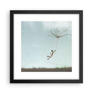 Affisch i svart ram - Drakar, maskrosor, vind - 30x30 cm