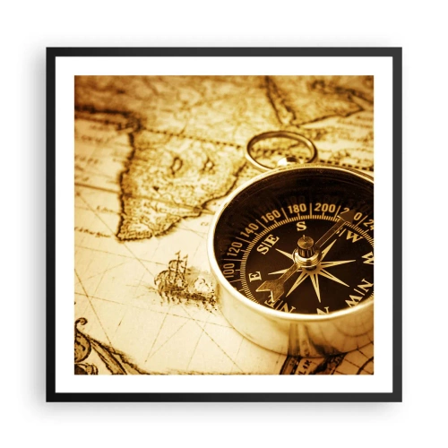 Affisch i svart ram - Västerut eller österut? - 60x60 cm