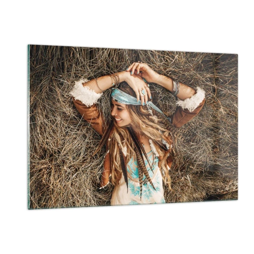 Glastavla - Bild på glas - På väg till kärlekens sommar - 120x80 cm