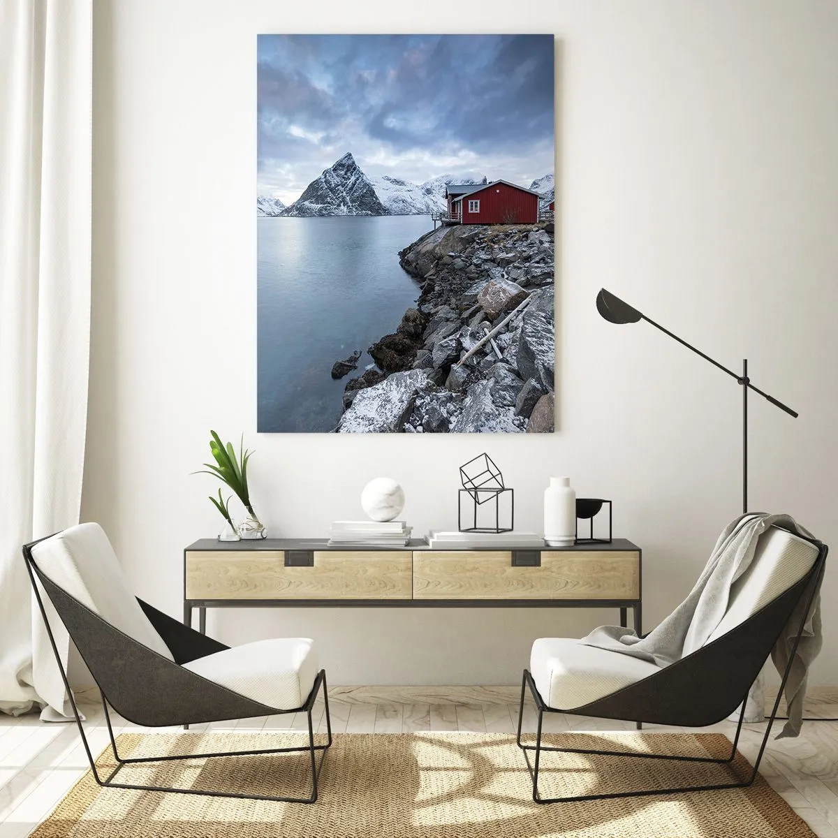 Glastavla - Bild på glas - Skandinavisk tillflyktsort - 50x70 cm