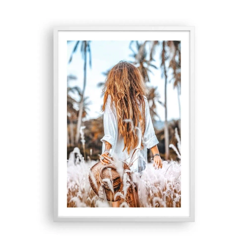 Affisch i vit ram - Född ur gräsdun - 50x70 cm