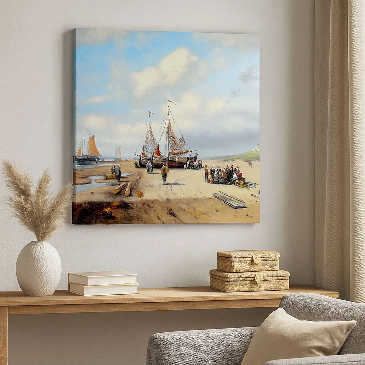 Canvastavla - Bild på duk - Efter en lyckad fångst - 30x30 cm