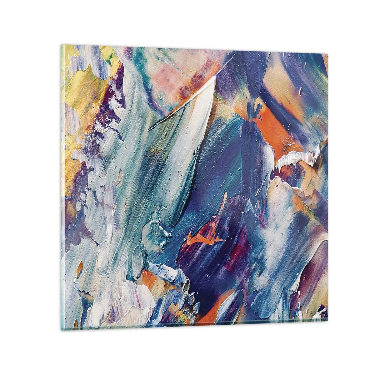 Glastavla - Bild på glas - Färgkaos - 40x40 cm
