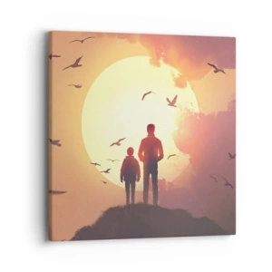 Canvastavla - Bild på duk - Öga mot öga med solen - 40x40 cm