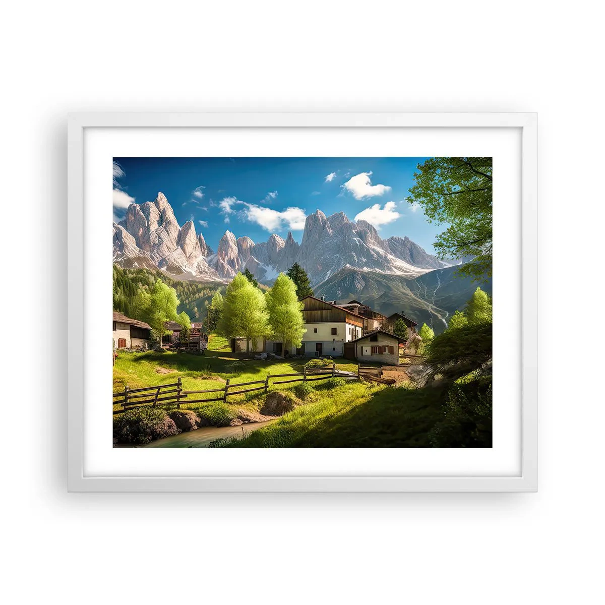 Affisch i vit ram - Alpin idyll - 50x40 cm
