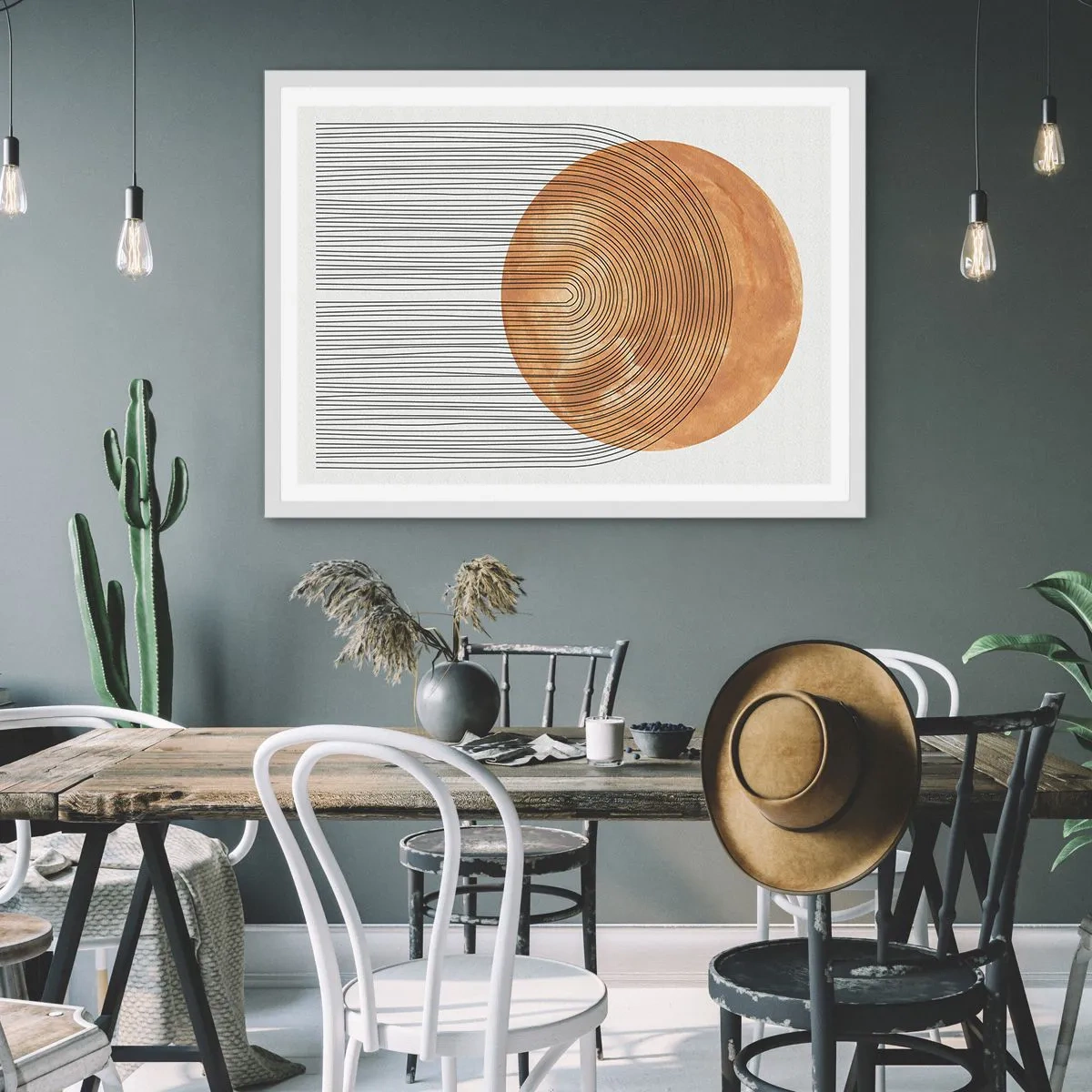 Affisch i vit ram - En solig komposition - 100x70 cm