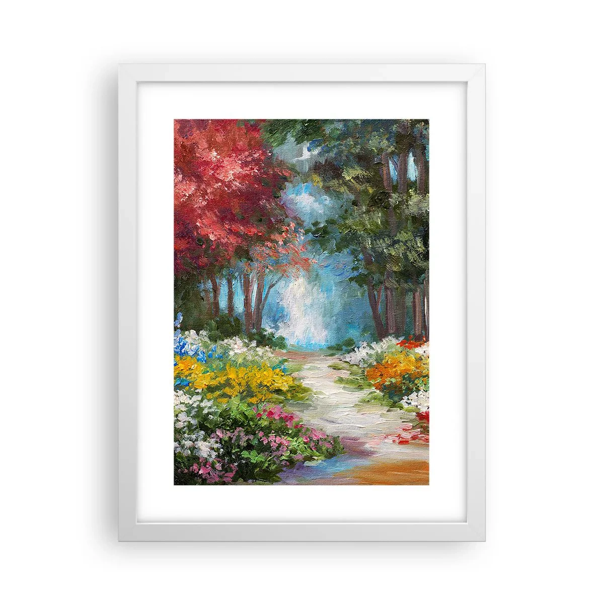 Affisch i vit ram - Skogsträdgård, blomskog - 30x40 cm