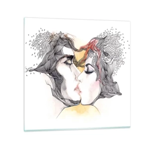 Glastavla - Bild på glas - Världen existerar inte - 70x70 cm