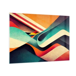 Glastavla - Bild på glas - Färgglada ränder i en dynamisk, abstrakt komposition - 70x50cm - Intensiv komposition - Modern väggdekoration för vardagsrum och sovrum ARTTOR