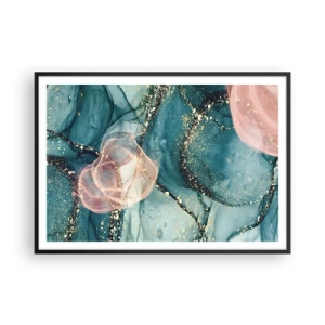 Affisch i svart ram - Sidenblå, tyllrosa - 100x70 cm