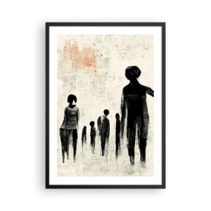 Affisch i svart ram - Abstrakt illustration av en figur i monokromatiska färger - 50x70cm - Mot ensamhet - Modern väggdekoration för vardagsrum och sovrum ARTTOR