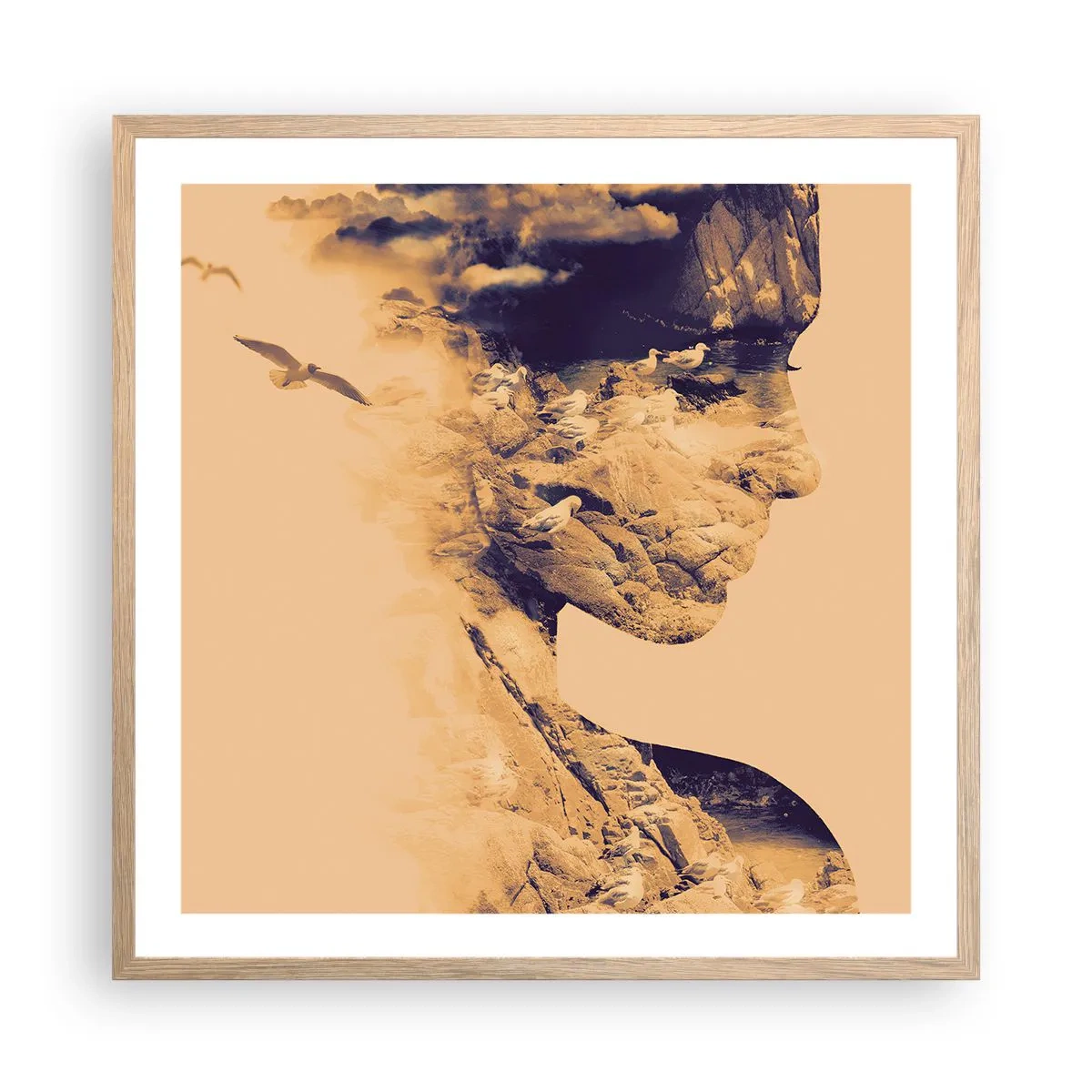Affisch i ram av ljusek - Skön av naturen - 60x60 cm
