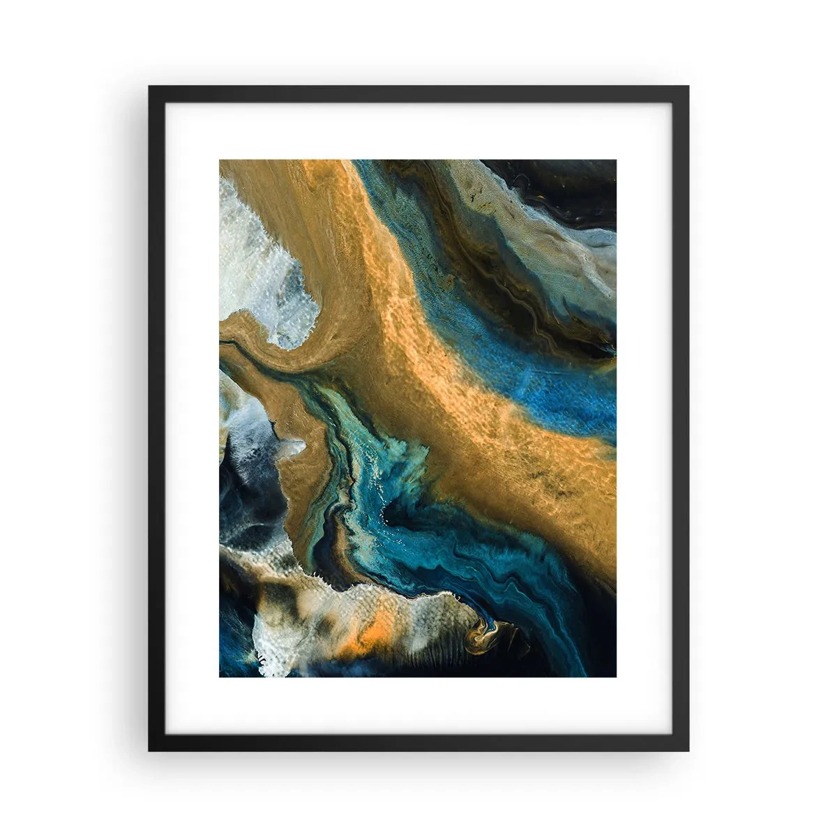 Affisch i svart ram - Blå – gul – ömsesidiga influenser - 40x50 cm
