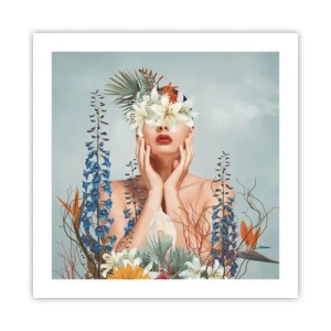Affisch - Kvinna - blomma - 50x50 cm