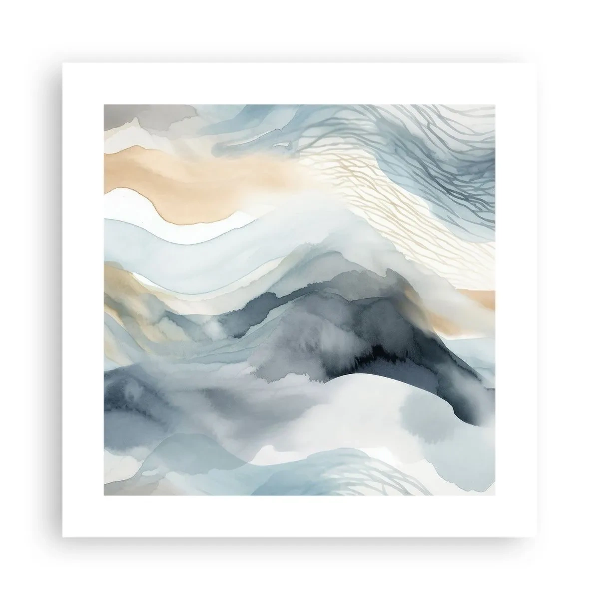 Affisch - Snöig och dimmig abstraktion - 40x40 cm