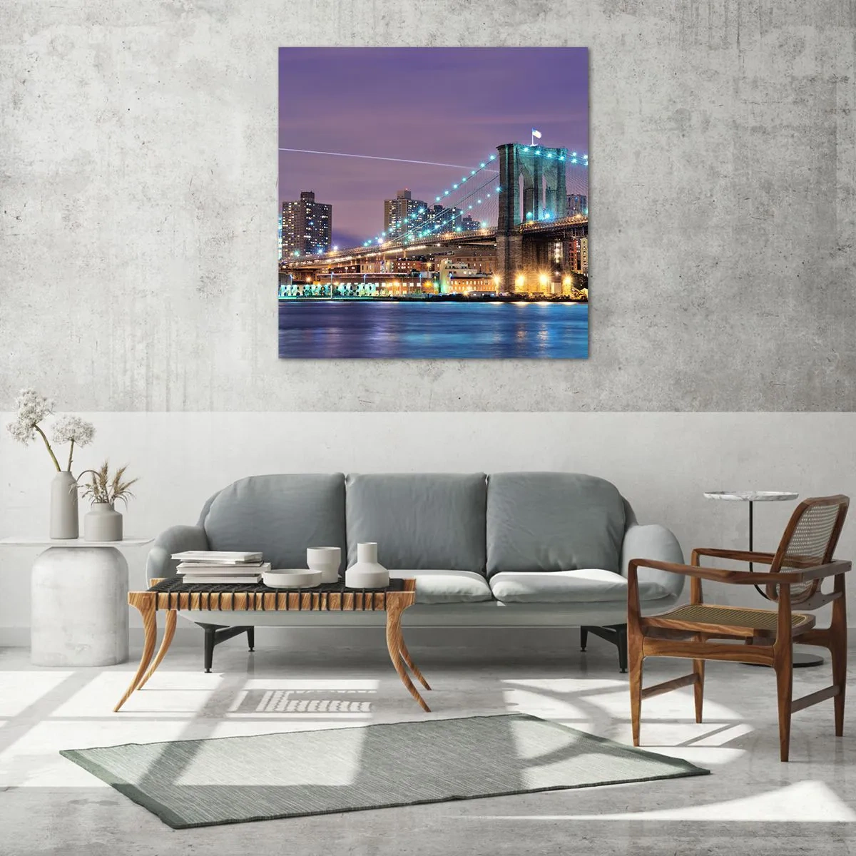 Glastavla - Bild på glas - Brooklyn-bron sedan många år - 30x30 cm