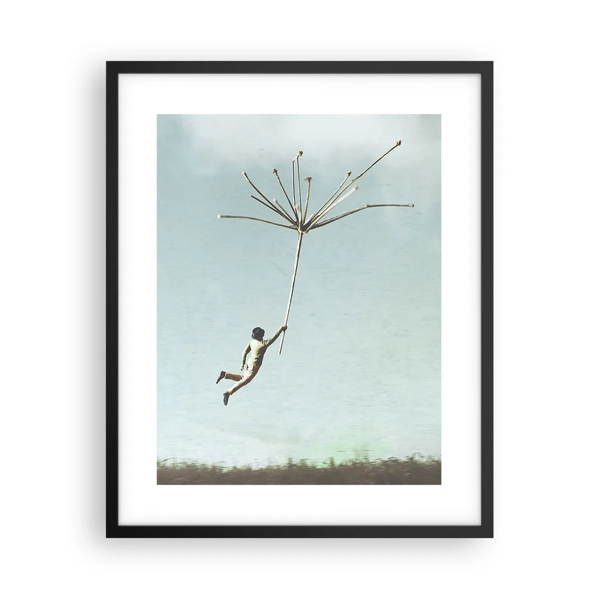 Affisch i svart ram - Drakar, maskrosor, vind - 40x50 cm