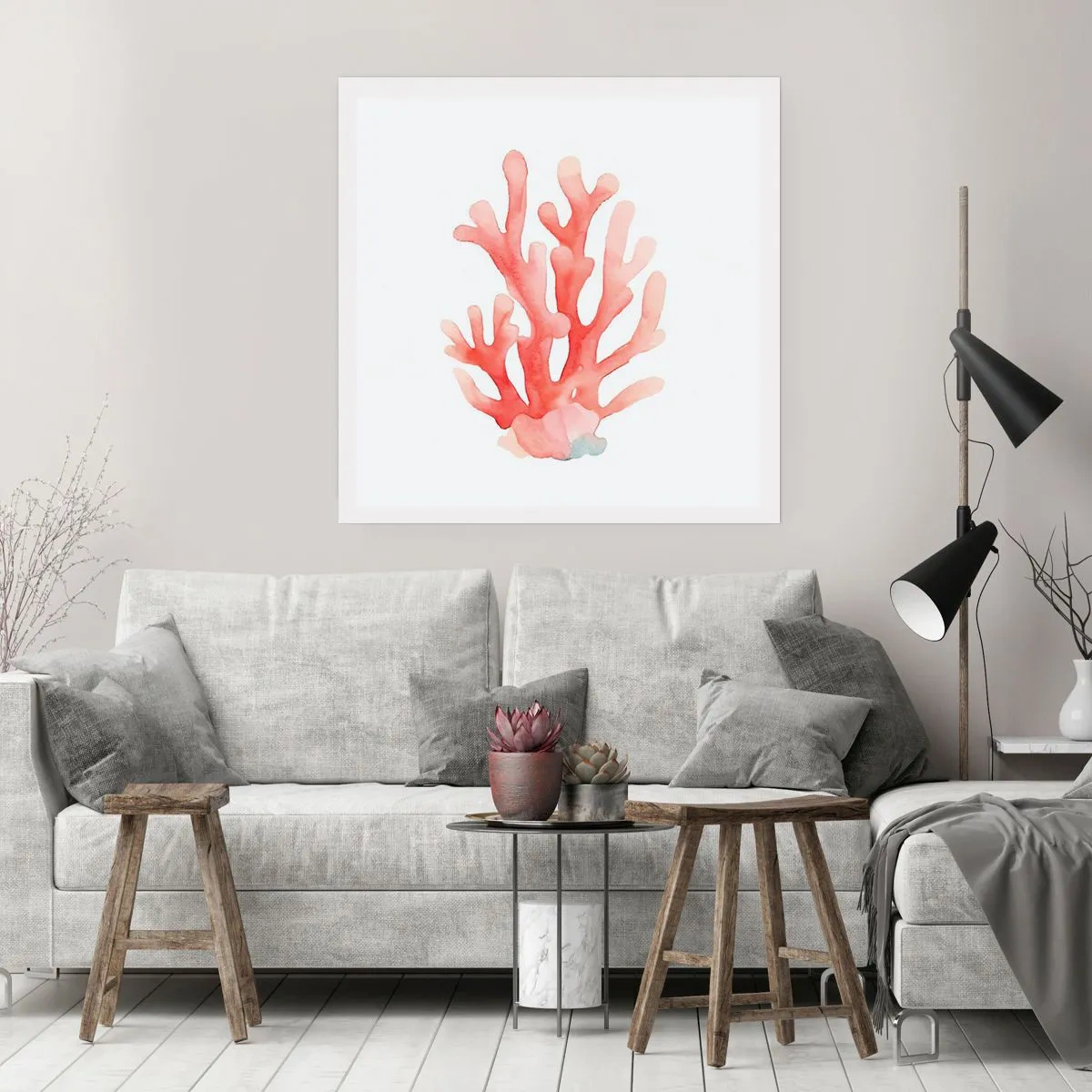 Affisch - Korallfärgad korall - 60x60 cm
